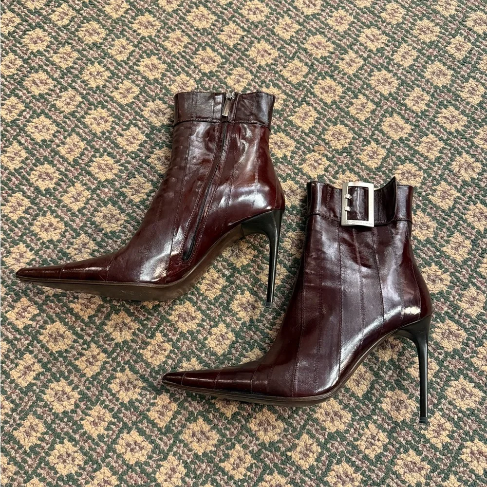 Gianmarco Lorenzi Burgundy Heeled Boots - Picture 1 of 6